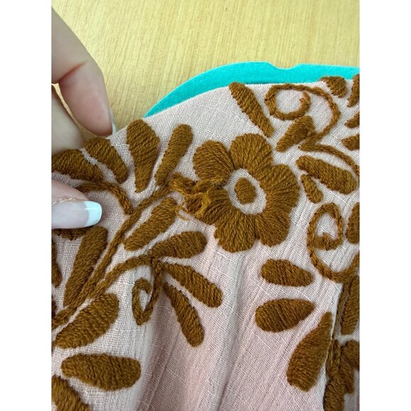 Arte Mexicano Womens Caftan Size M Pink Cotton Hand Embroidered Vintage Rare - Picture 5 of 16